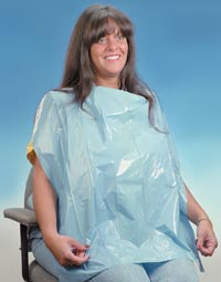 Buffalo Dental Soft Disposable Blue Plastic Patient Apron *CLEARANCE*, Large size 26" x 30" - by BUFFALO -