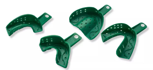 Spacer Trays #1D Large *CLEARANCE* Green Perforated Upper Full-Arch Plastic Impression Tray (12) - by GC AMERICA