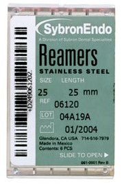 Reamers 25 mm #40, Stainless Steel 6/Box *CLEARANCE* - by SYBRONENDO