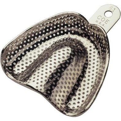 COE #66 Extra Large Lower Full-Arch Nickel Plated *CLEARANCE* Complete Denture Perforated - by GC Corporation