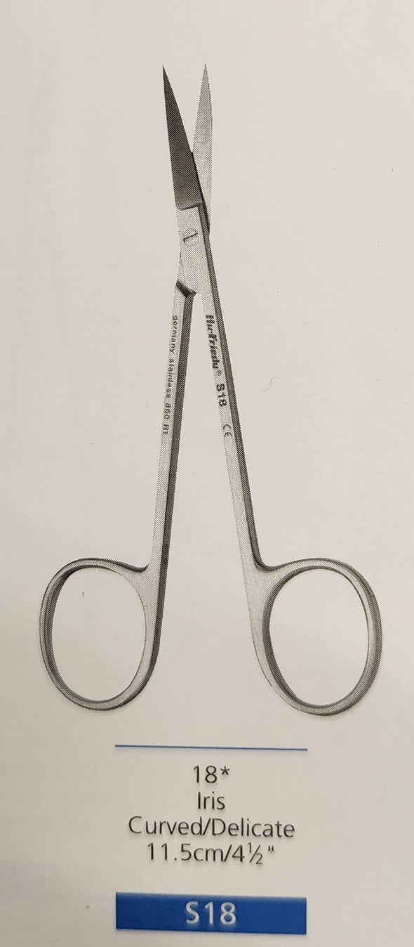 Scissors 4.5" #18 Iris curved surgica, delicate *CLEARANCE* - by HU-FRIEDY