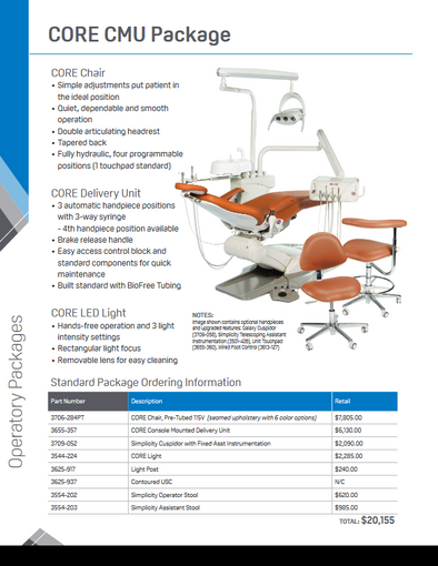CORE CMU Dental Package (Call for Options and Current Pricing) - by DentalEZ