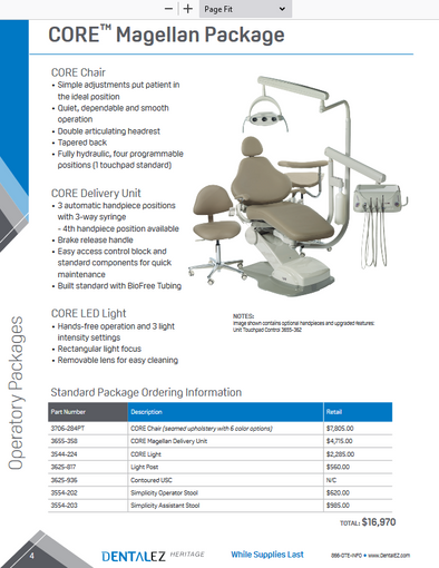 CORE Magellan Dental Chair *Call for Current Pricing* -  by DentalEZ